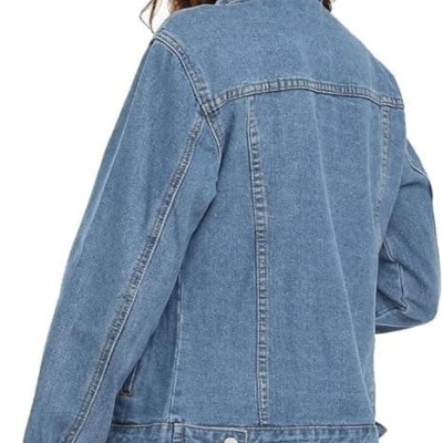 Classic Jean Jackets for Women Basic Long Sleeve Button Downs Ripped Denim Jackets