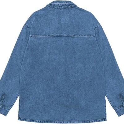 Womens Oversized Jean Jacket Casual Button Up Denim Overshirt Trendy Long Sleeve Denim Jacket Coat