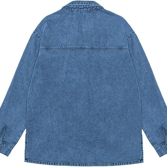 Womens Oversized Jean Jacket Casual Button Up Denim Overshirt Trendy Long Sleeve Denim Jacket Coat