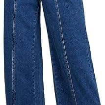 Womens High Waisted Wide Leg Jeans Cropped Straight Leg Denim Pants
