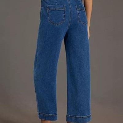 Womens High Waisted Wide Leg Jeans Cropped Straight Leg Denim Pants