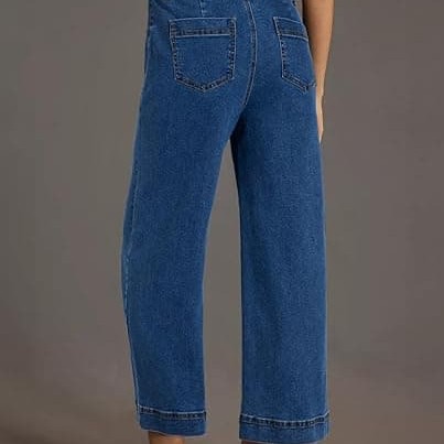 Womens High Waisted Wide Leg Jeans Cropped Straight Leg Denim Pants