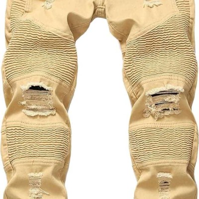 Men's Slim Fit Jeans Ripped Skinny Jeans for Men, Fashion Biker Jeans Stretch Moto Cargo Denim Pants