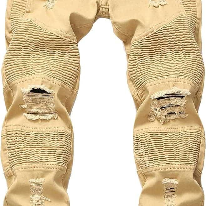 Men's Slim Fit Jeans Ripped Skinny Jeans for Men, Fashion Biker Jeans Stretch Moto Cargo Denim Pants