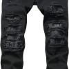 Men's Slim Fit Jeans Ripped Skinny Jeans, Fashion Biker Jeans Stretch Moto Cargo Denim Pants