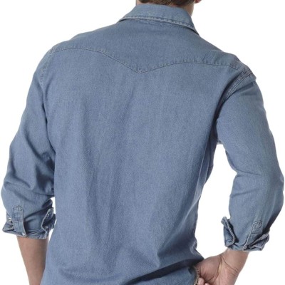 Men's Cowboy Cut Western Long Sleeve Snap Work Shirt Firm Finish