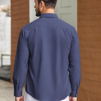Mens Casual Button Down Shirts Long Sleeve Wrinkle-Free Shirt Lightweight Shirt Jacket