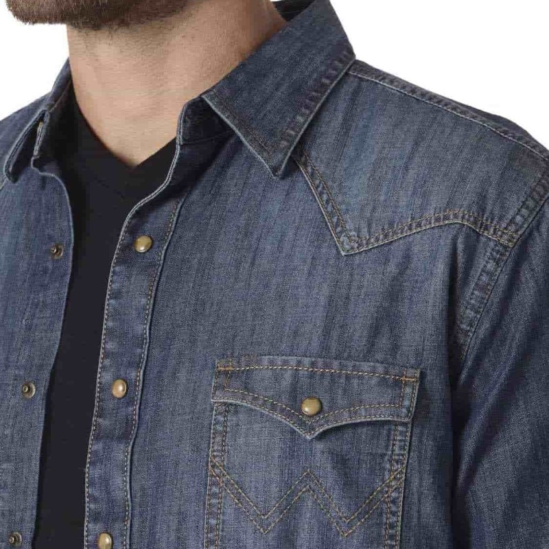 Men's Retro Two Pocket Long Sleeve Snap Shirt