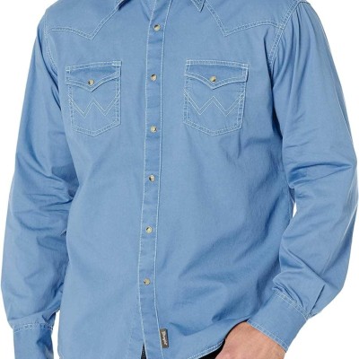 Men's Retro Two Pocket Long Sleeve Snap Shirt