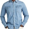Men's Western Denim Long Sleeve Slim Fit Shirt