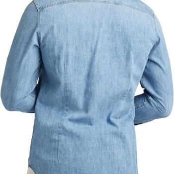Men's Western Denim Long Sleeve Slim Fit Shirt