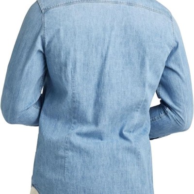 Men's Western Denim Long Sleeve Slim Fit Shirt