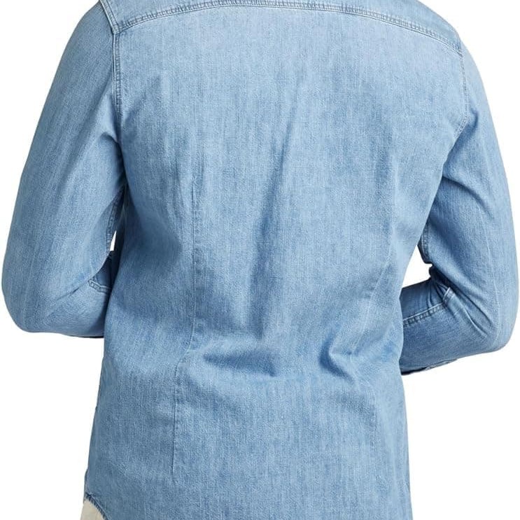 Men's Western Denim Long Sleeve Slim Fit Shirt